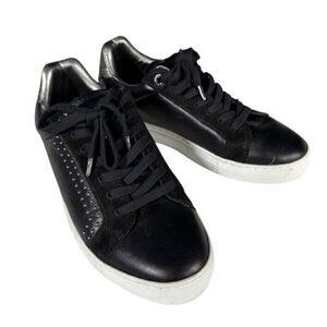 Zadig & Voltaire Women's Sz 37 (6.5) ZV1747 Black Leather Studded Sneakers
